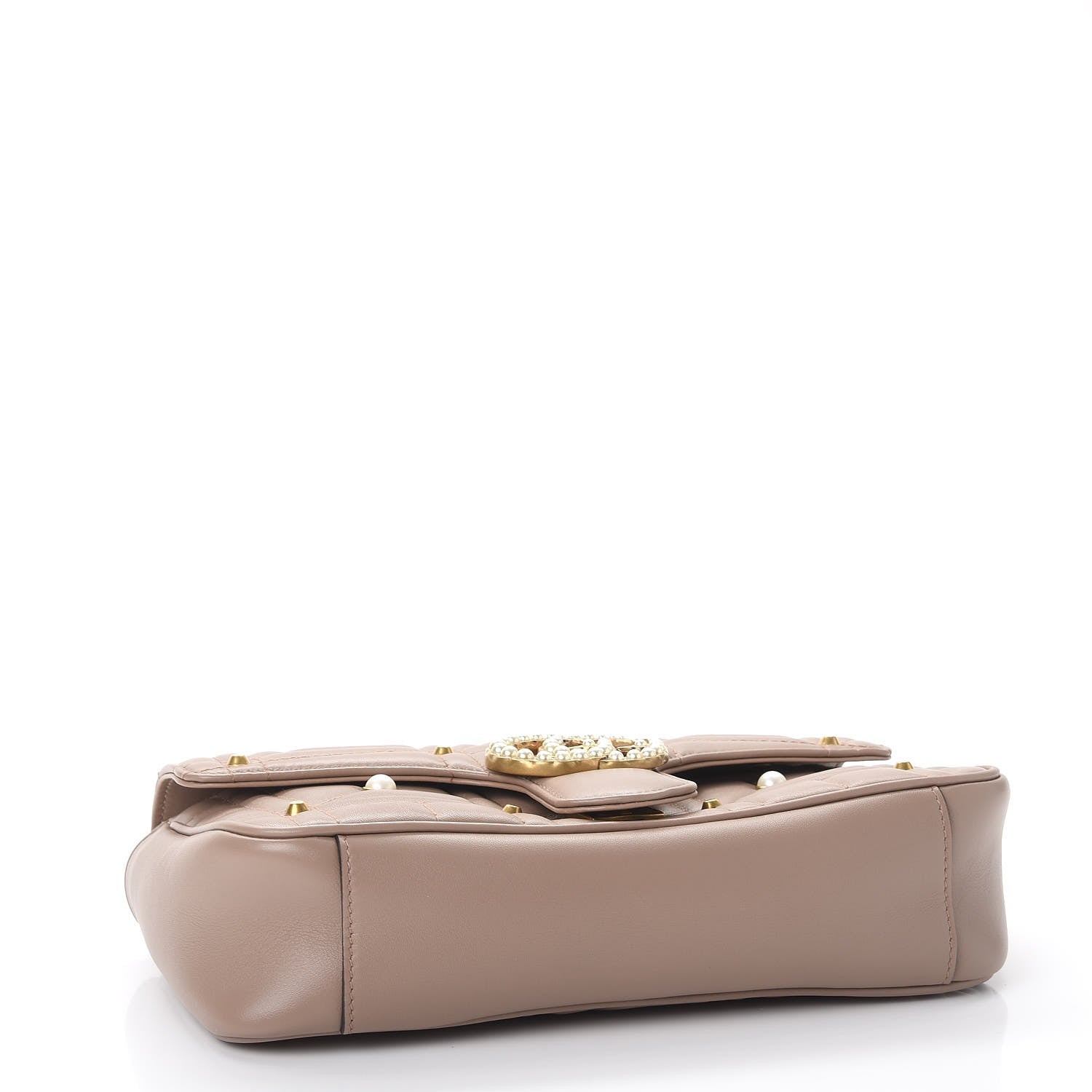 Gucci Calfskin Matelasse Studded Mini Pearly GG Marmont Shoulder Bag Porcelain Rose 4 of 7