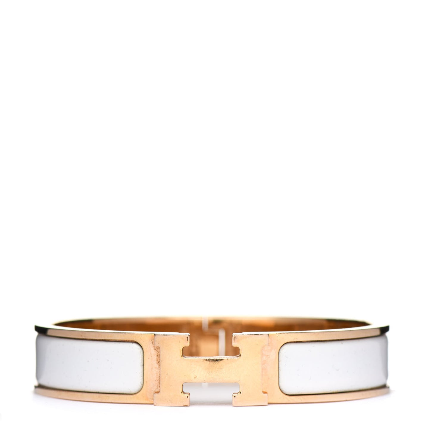 Enamel Narrow Clic Clac H Bracelet PM White