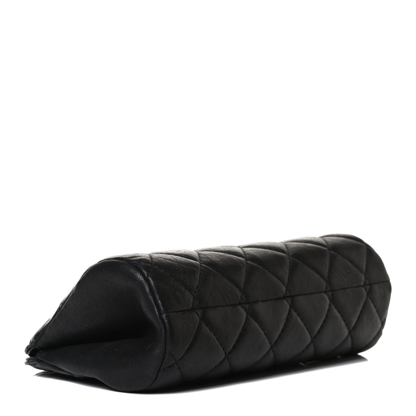 Aged Calfskin Quilted Leo Lion Clutch Black