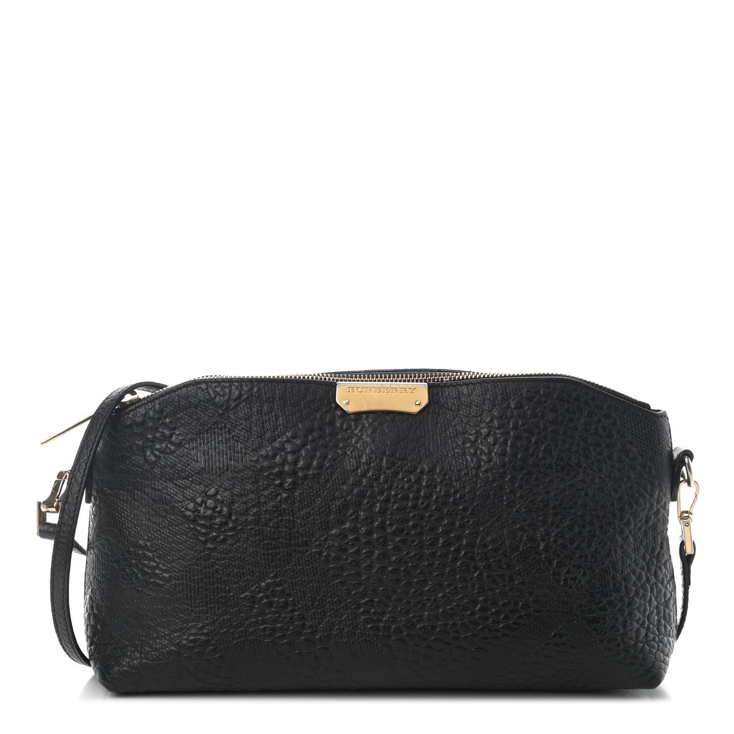 Signature Grain Calfskin Check Embossed Small Chichester Crossbody Clutch Bag Black