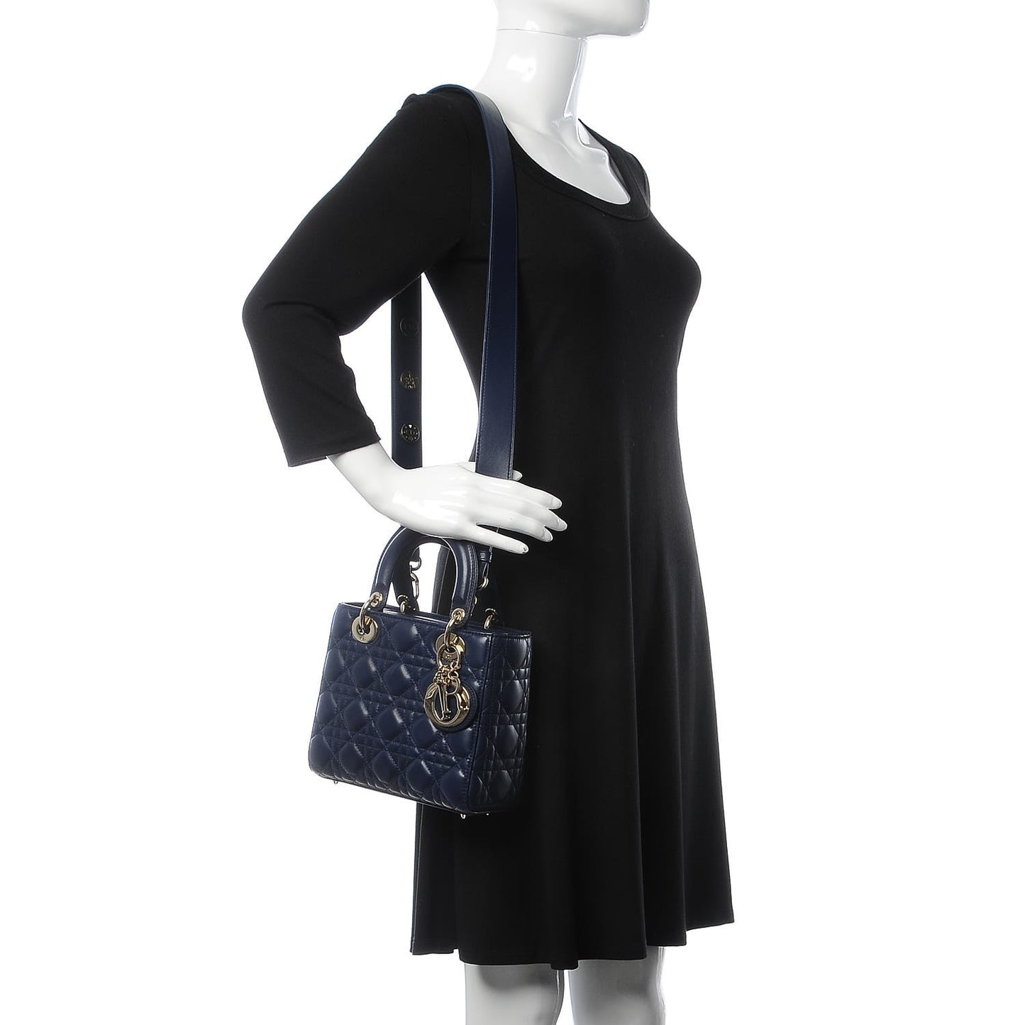Lambskin Cannage Small Lucky Badges My Lady Dior Navy
