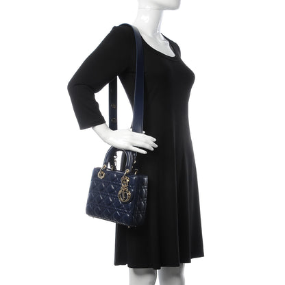 Christian Dior Lambskin Cannage Small Lucky Badges My Lady Dior Navy 2 of 10