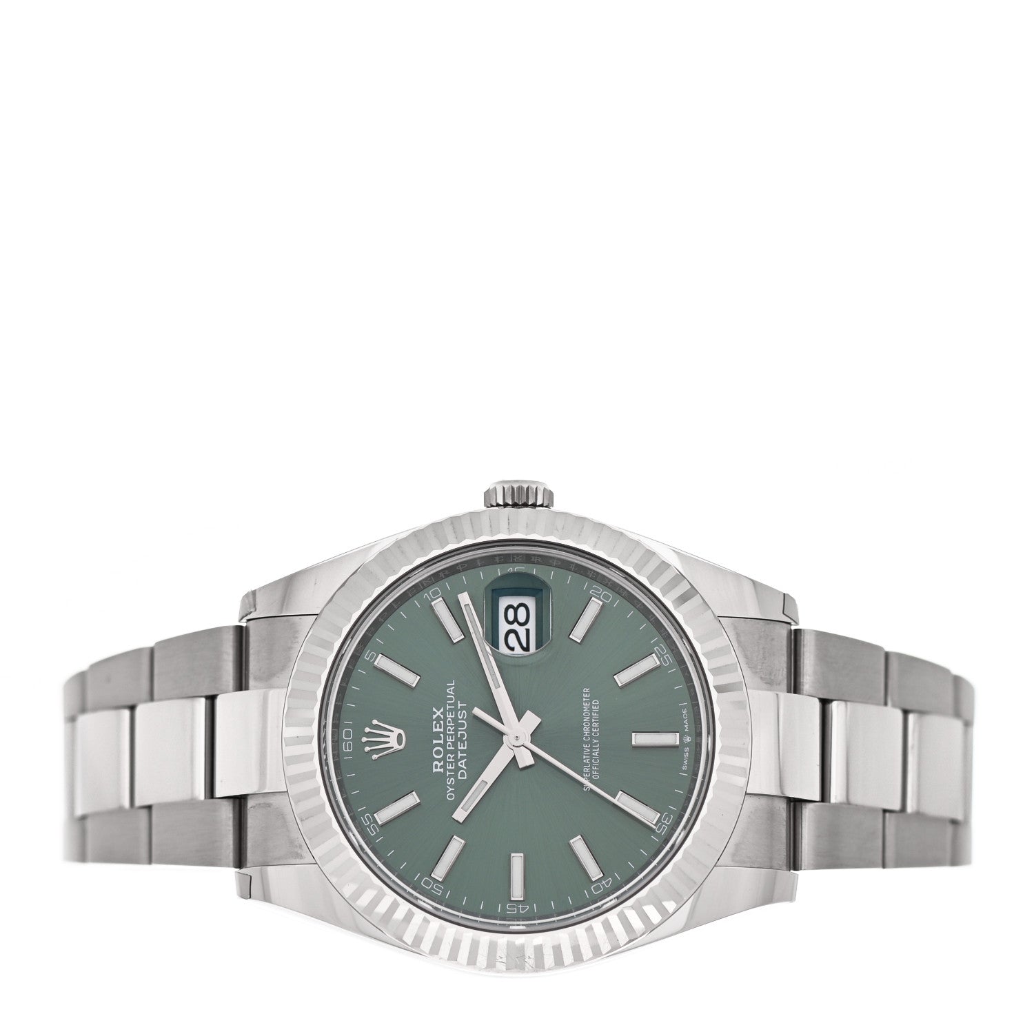 Rolex Stainless Steel 18K White Gold 41mm Oyster Perpetual Datejust Watch Mint Green 126334 2 of 5