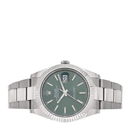 Rolex Stainless Steel 18K White Gold 41mm Oyster Perpetual Datejust Watch Mint Green 126334 2 of 5