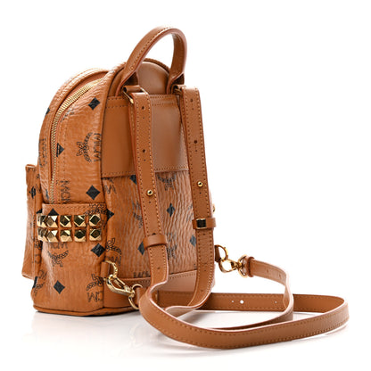 MCM Visetos Side Stud X-Mini Stark Bebe Boo Backpack Cognac 3 of 13