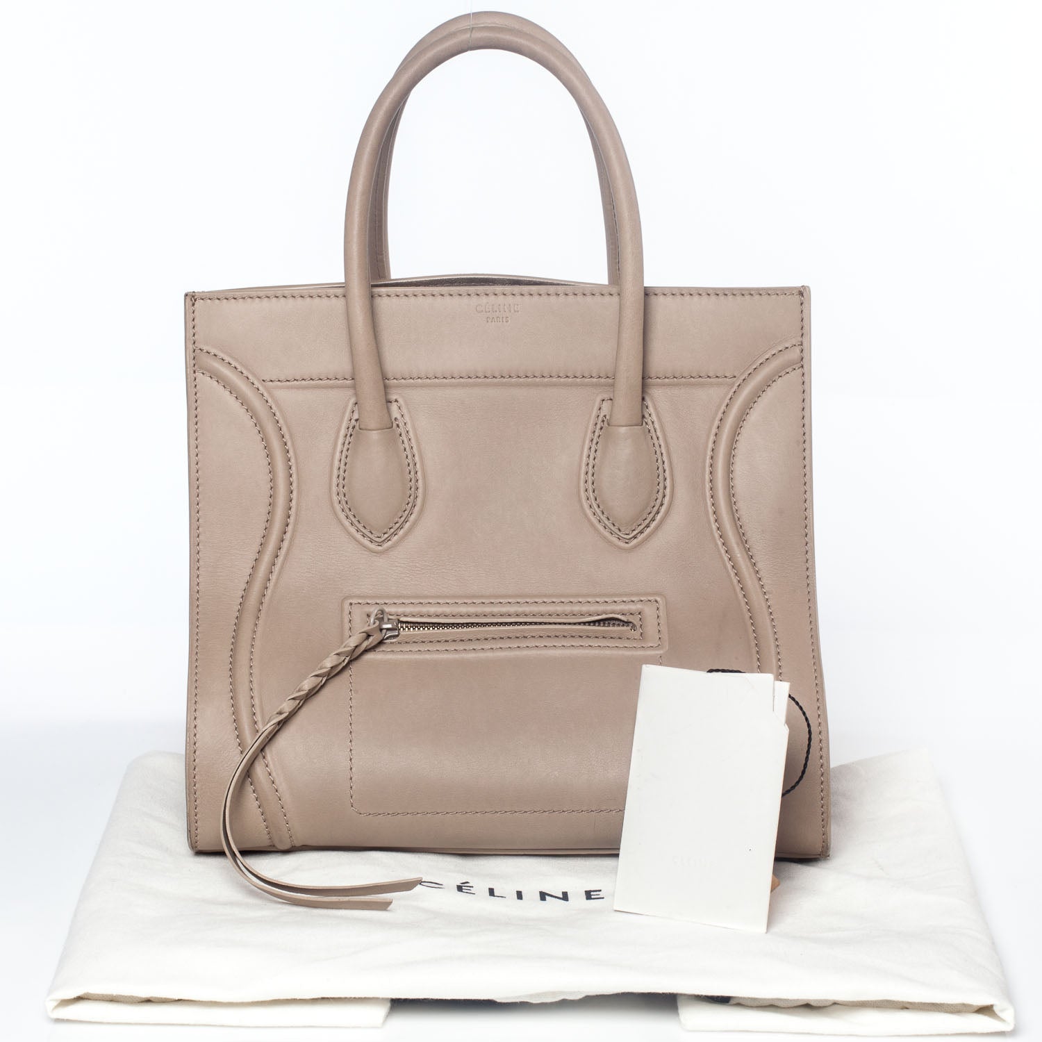 Celine Smooth Calfskin Medium Phantom Luggage Taupe 8 of 8