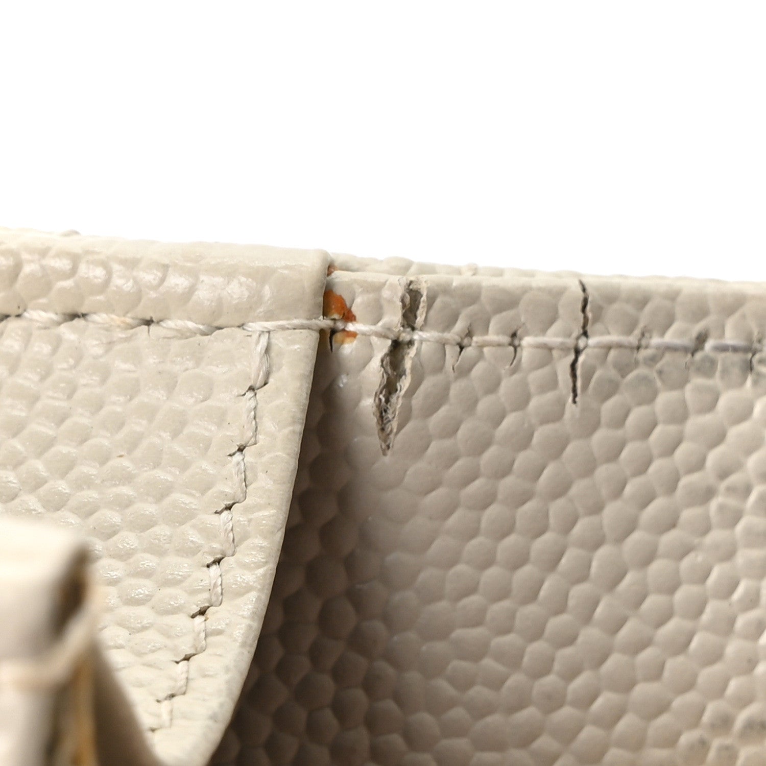 Saint Laurent Grain De Poudre Matelasse Chevron Monogram Envelope Chain Wallet Crema Soft 10 of 10