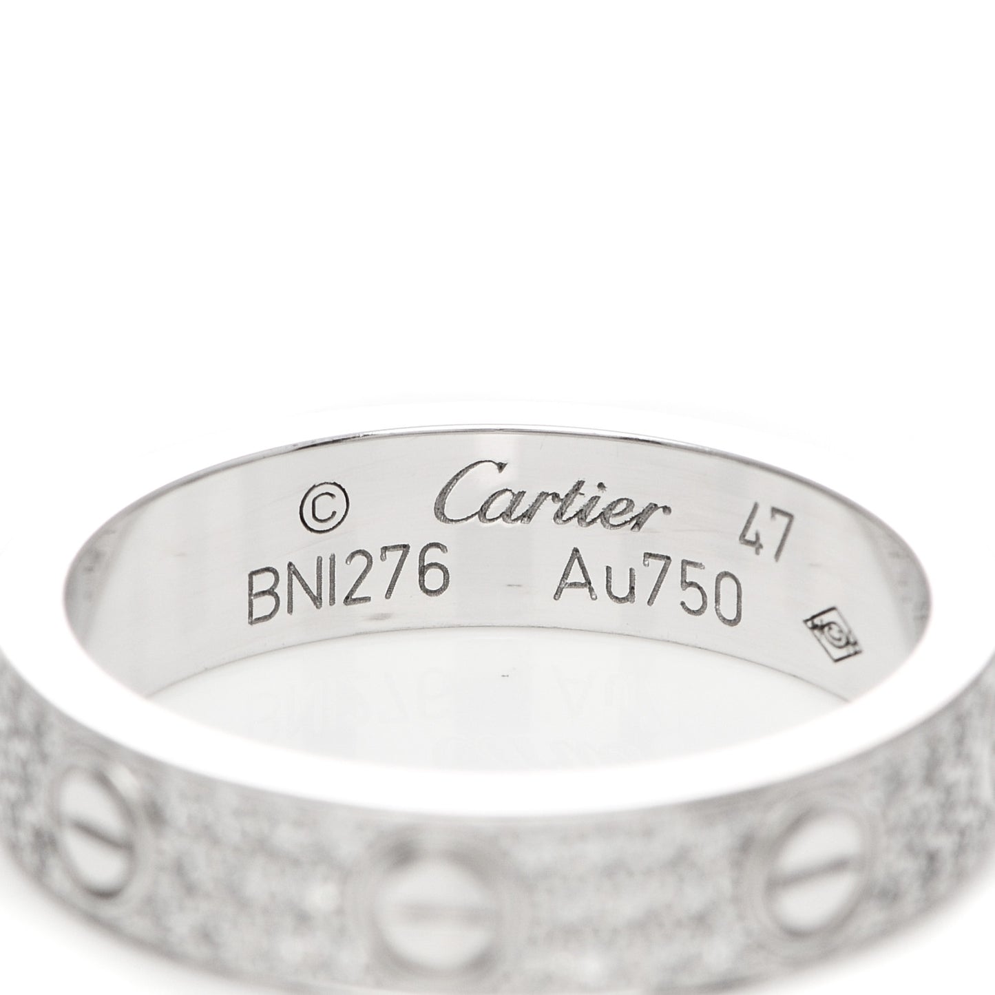 18K White Gold Diamond 4mm LOVE Wedding Paved Band Ring 47/4