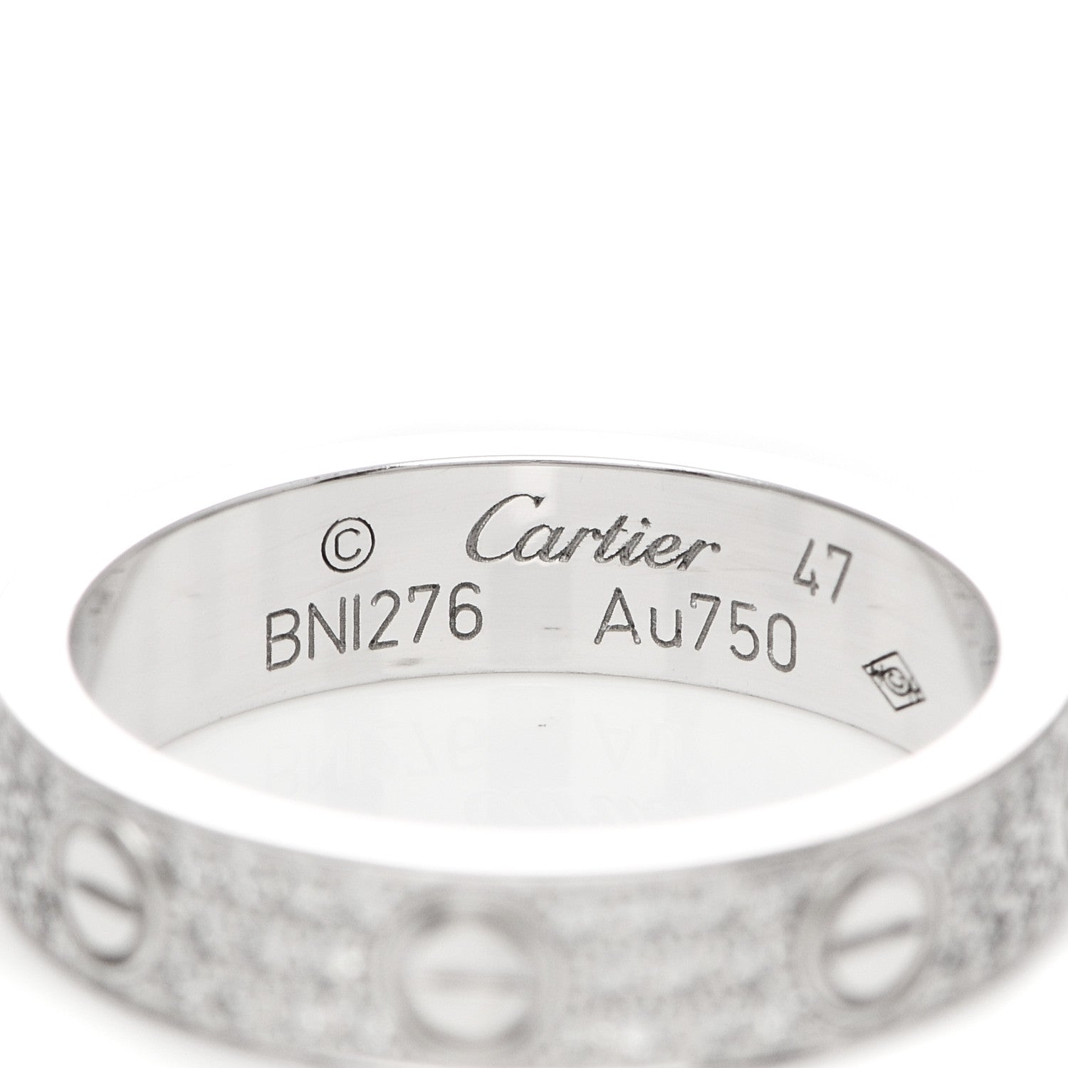 Cartier 18K White Gold Diamond 4mm LOVE Wedding Paved Band Ring 47/4 4 of 4