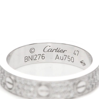 Cartier 18K White Gold Diamond 4mm LOVE Wedding Paved Band Ring 47/4 4 of 4