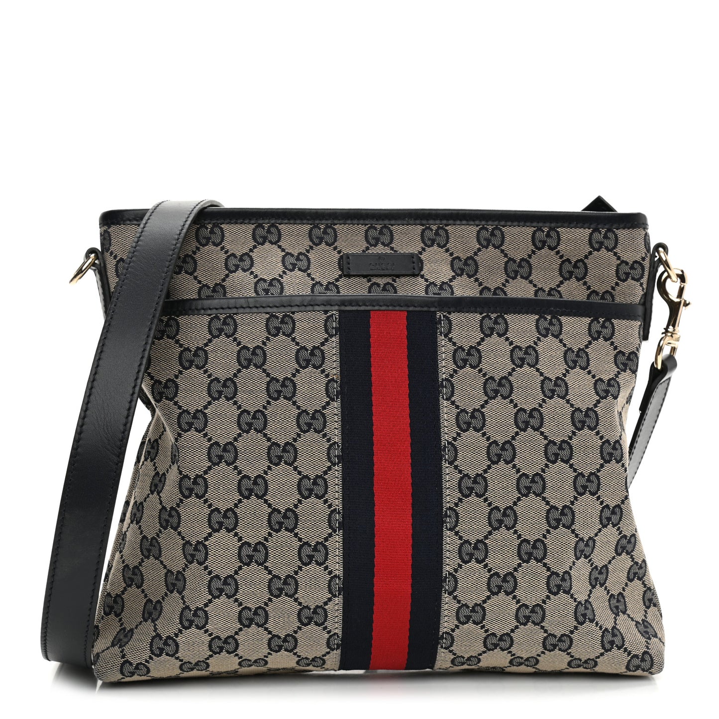 GG Supreme Monogram Web Flat Messenger Bag Navy