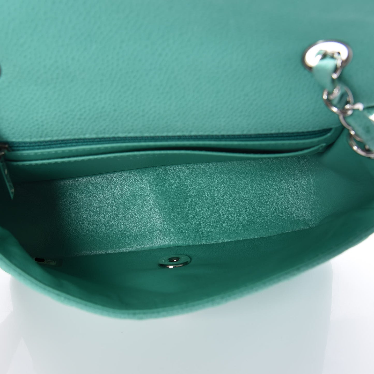 Iridescent Caviar Quilted Mini Rectangular Flap Green