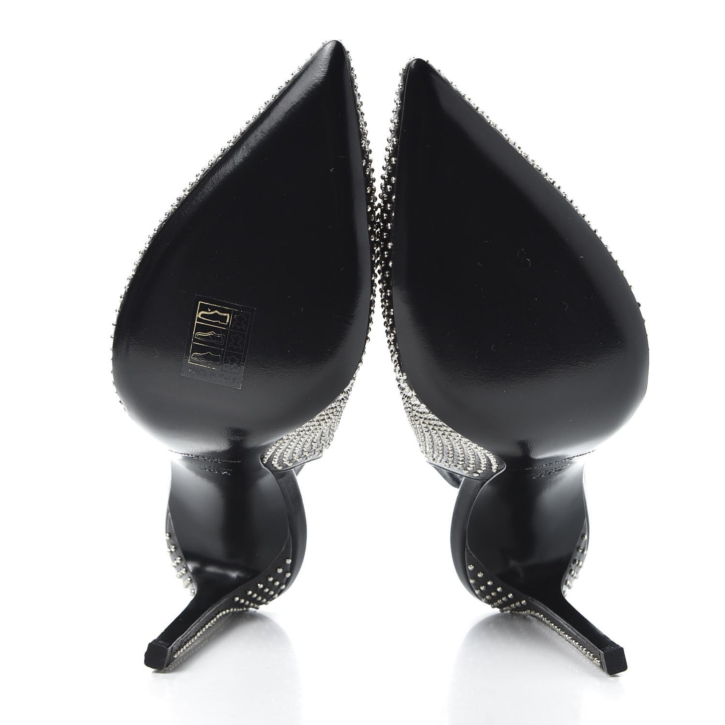 Calfskin Studded Paris 105 Slingback Pumps 38.5 Black