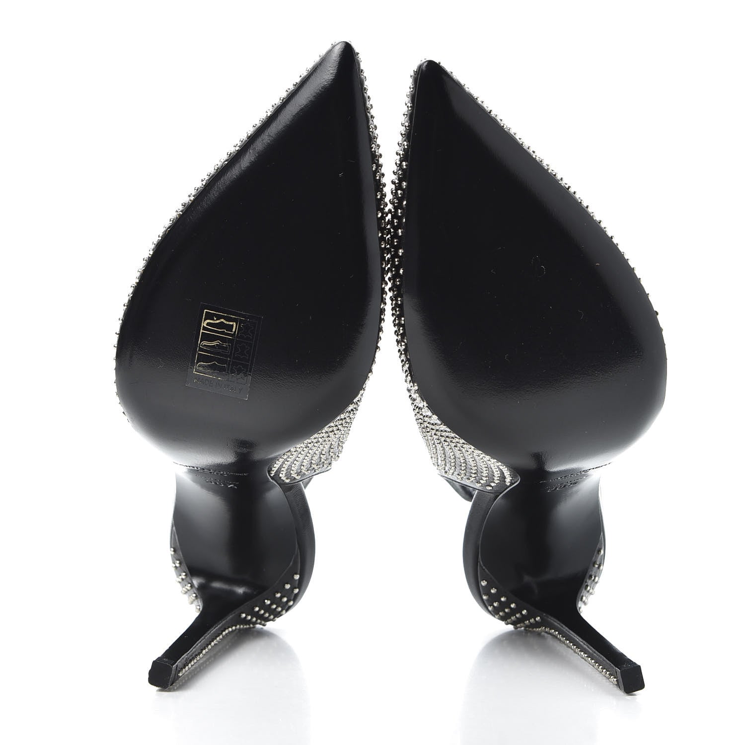 Saint Laurent Calfskin Studded Paris 105 Slingback Pumps 38.5 Black 5 of 11