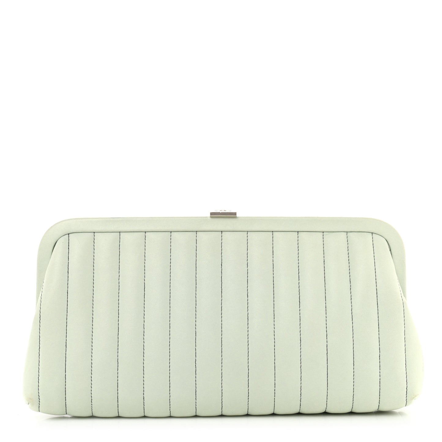 Lambskin Vertical Quilted Mademoiselle Clutch Light Green