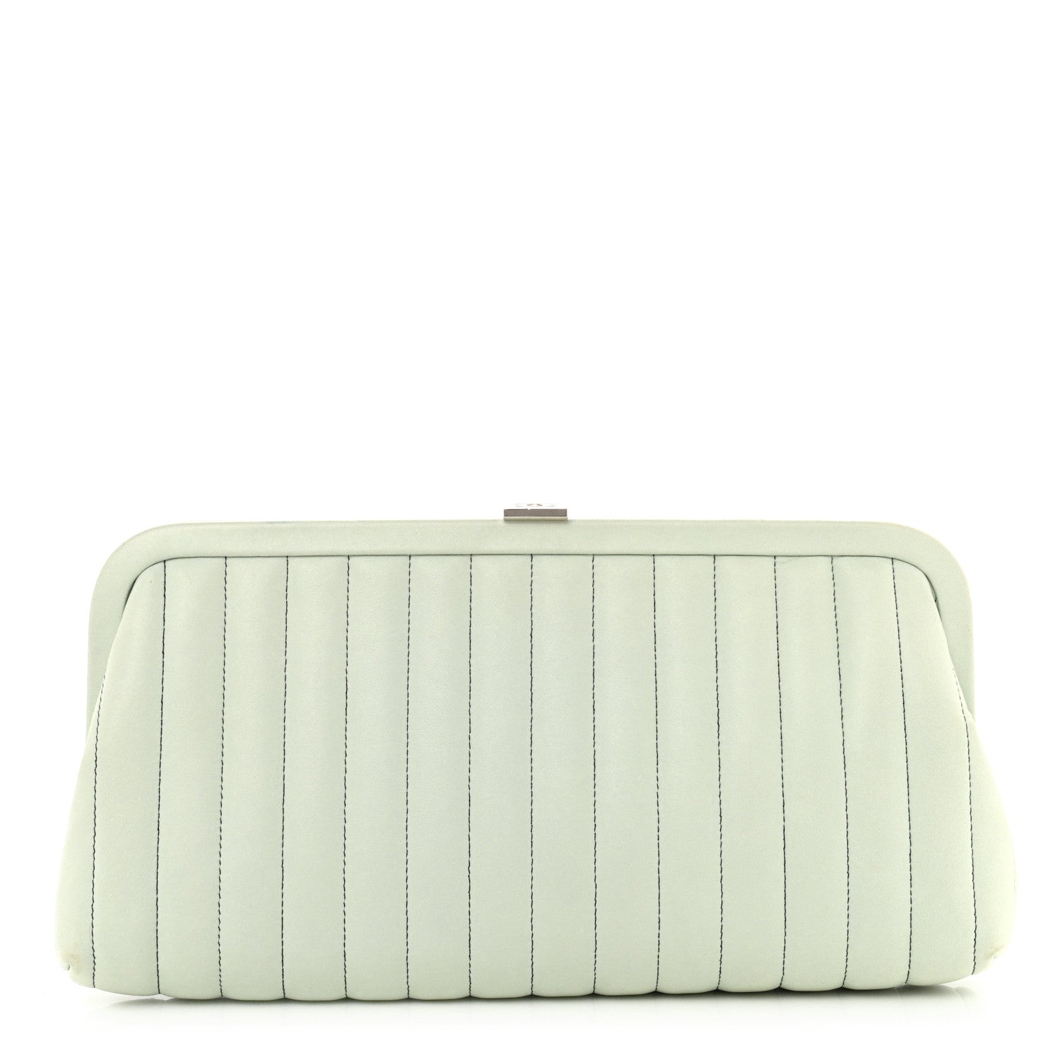 Chanel Lambskin Vertical Quilted Mademoiselle Clutch Light Green 1 of 10