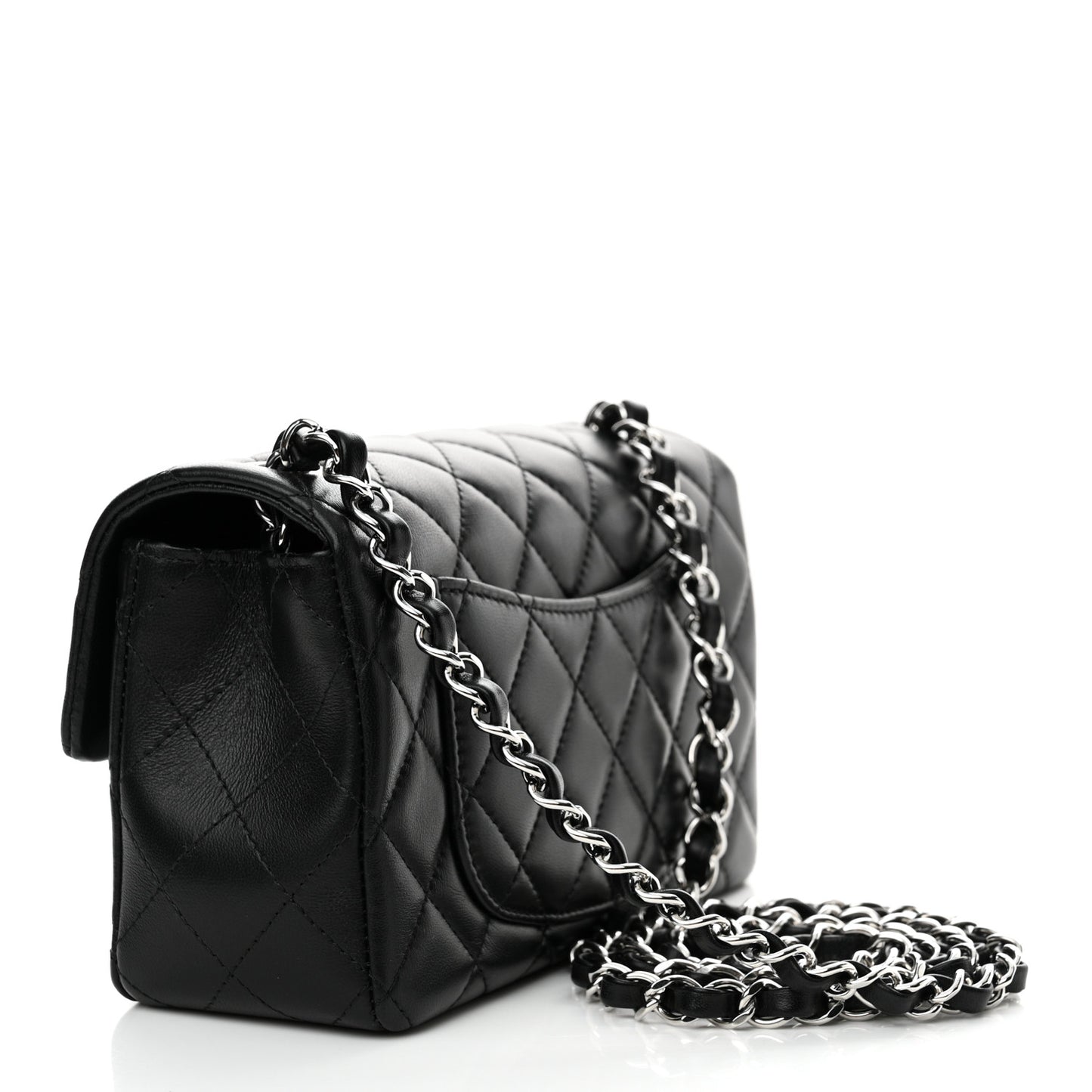 Lambskin Quilted Mini Rectangular Flap Black