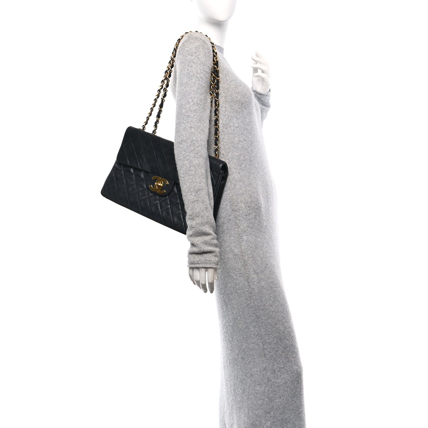 Chanel Lambskin Quilted XL Jumbo Single Flap Black 2 of 10