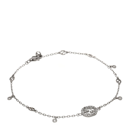 Gucci 18K White Gold Diamond GG Running Bracelet 1 of 4