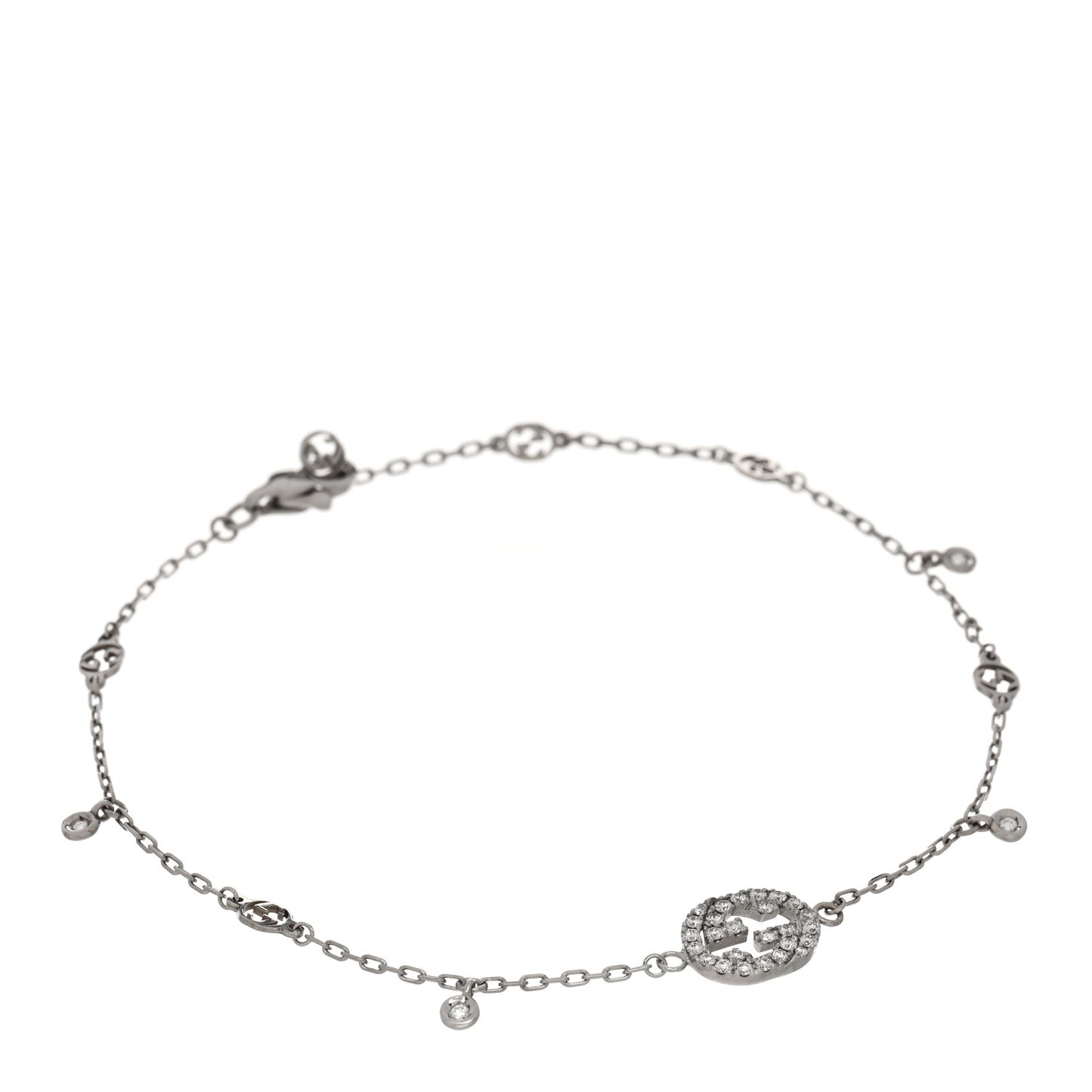 18K White Gold Diamond GG Running Bracelet