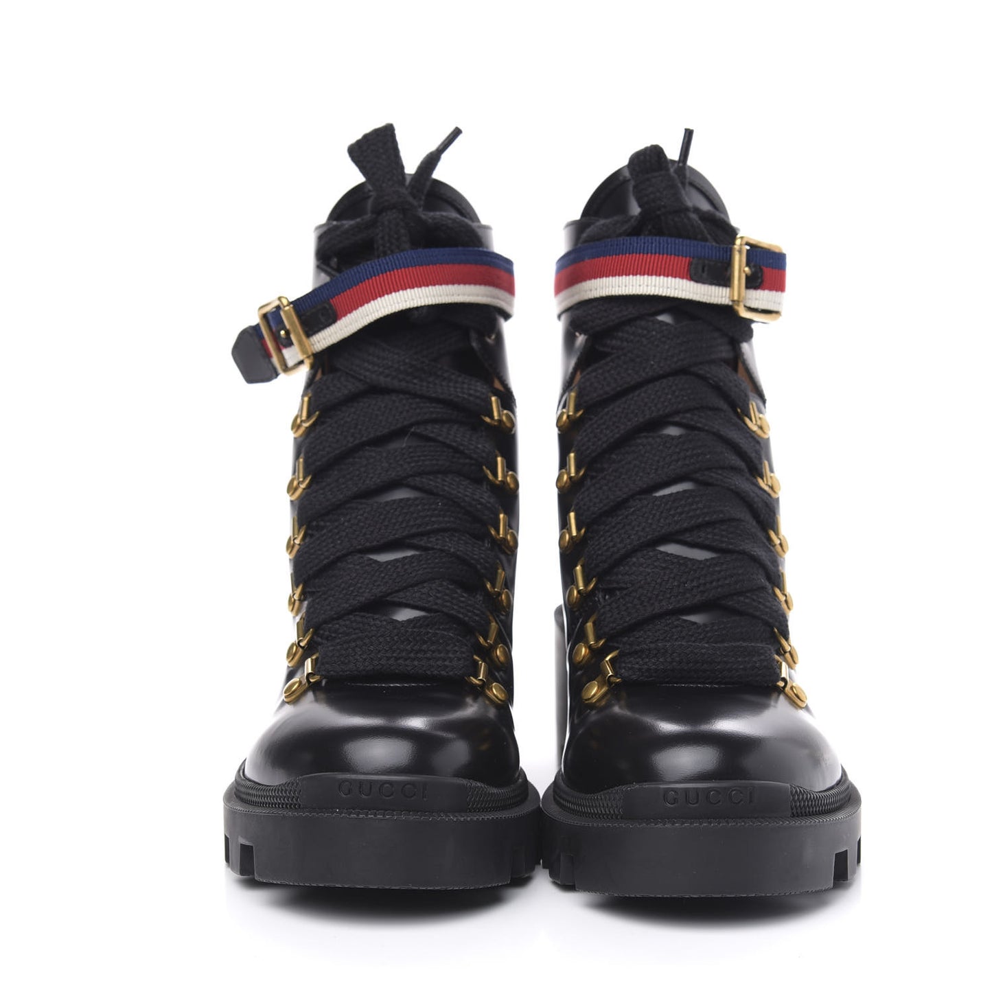 Calfskin Sylvie Web Womens Lace Up Combat Boots 38 Black