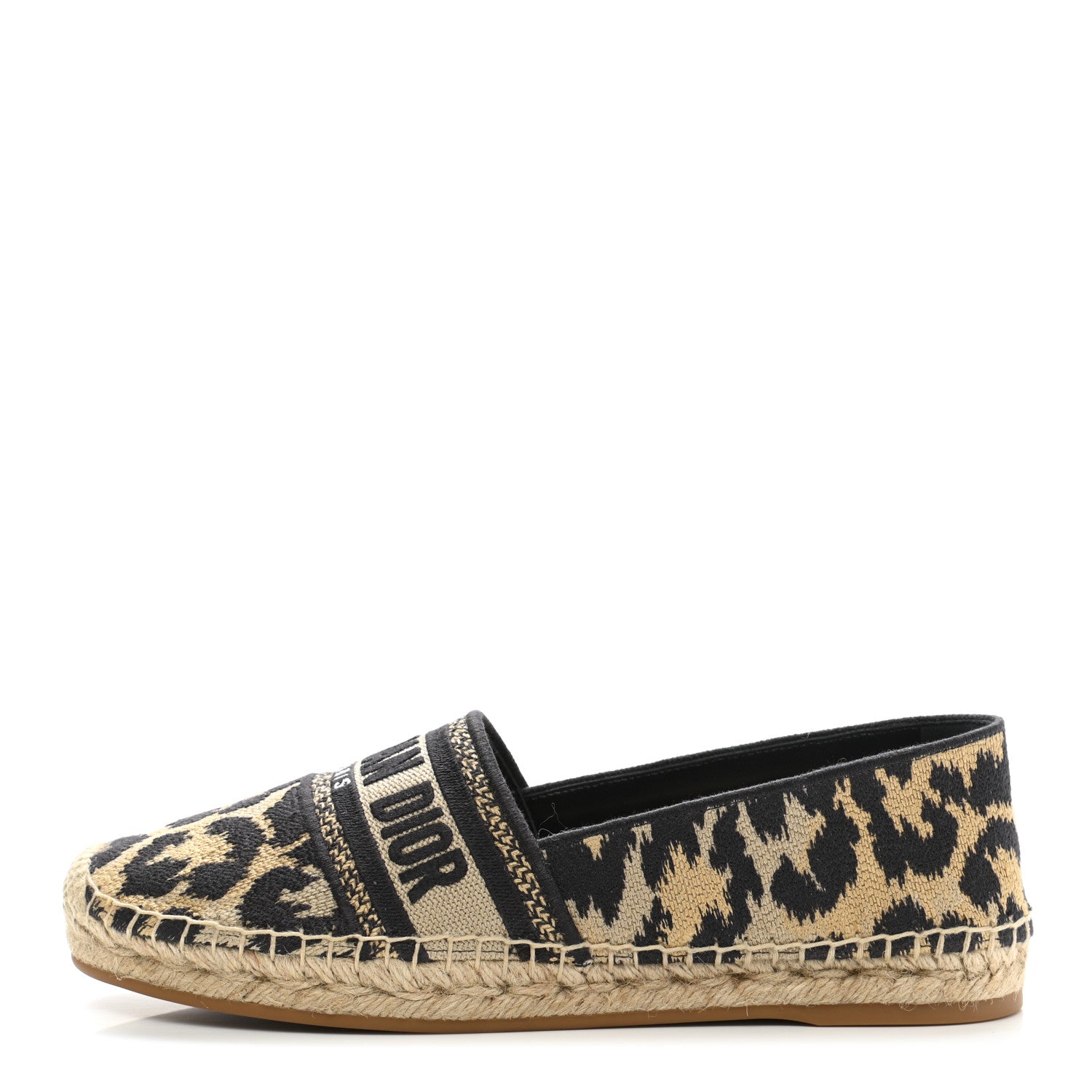 Christian Dior Cotton Embroidered Leopard Print Granville Espadrille 38 Natural 1 of 9