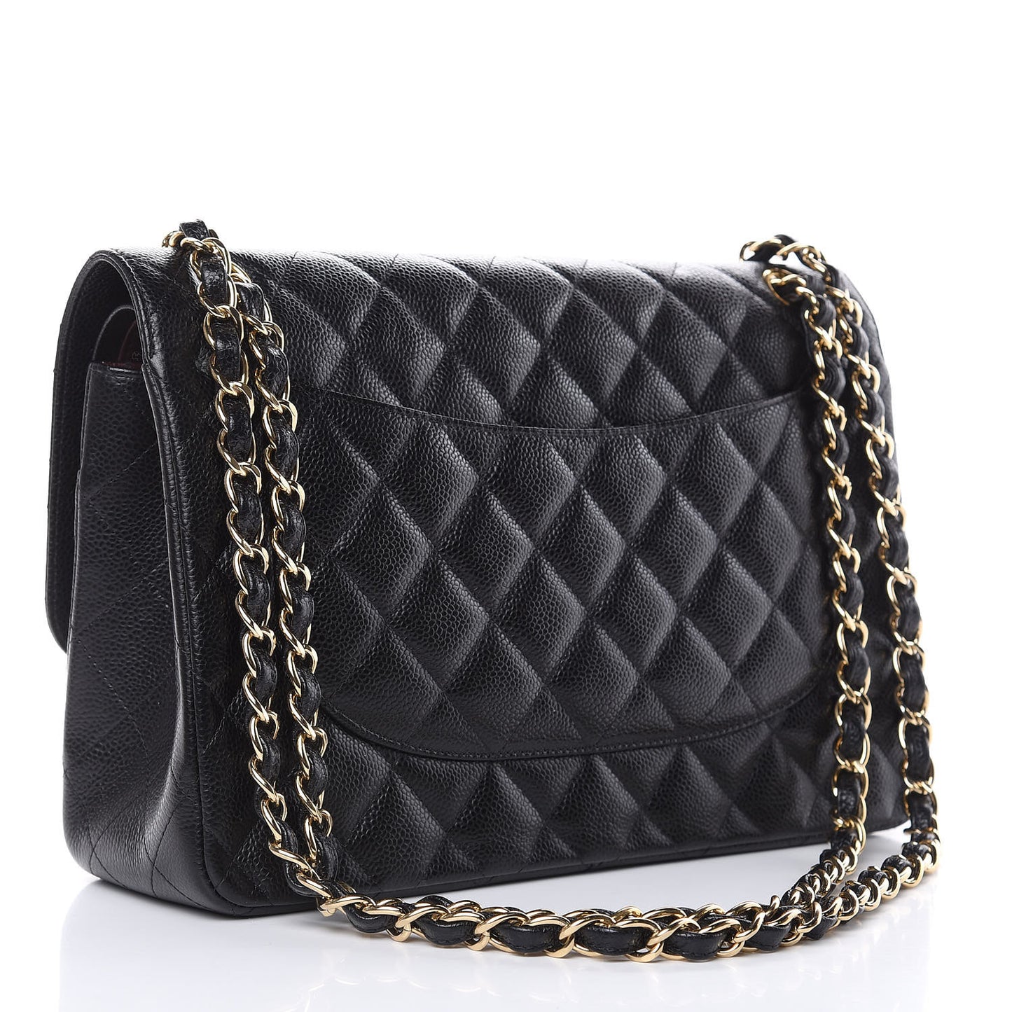 Caviar Quilted Jumbo Double Flap Black