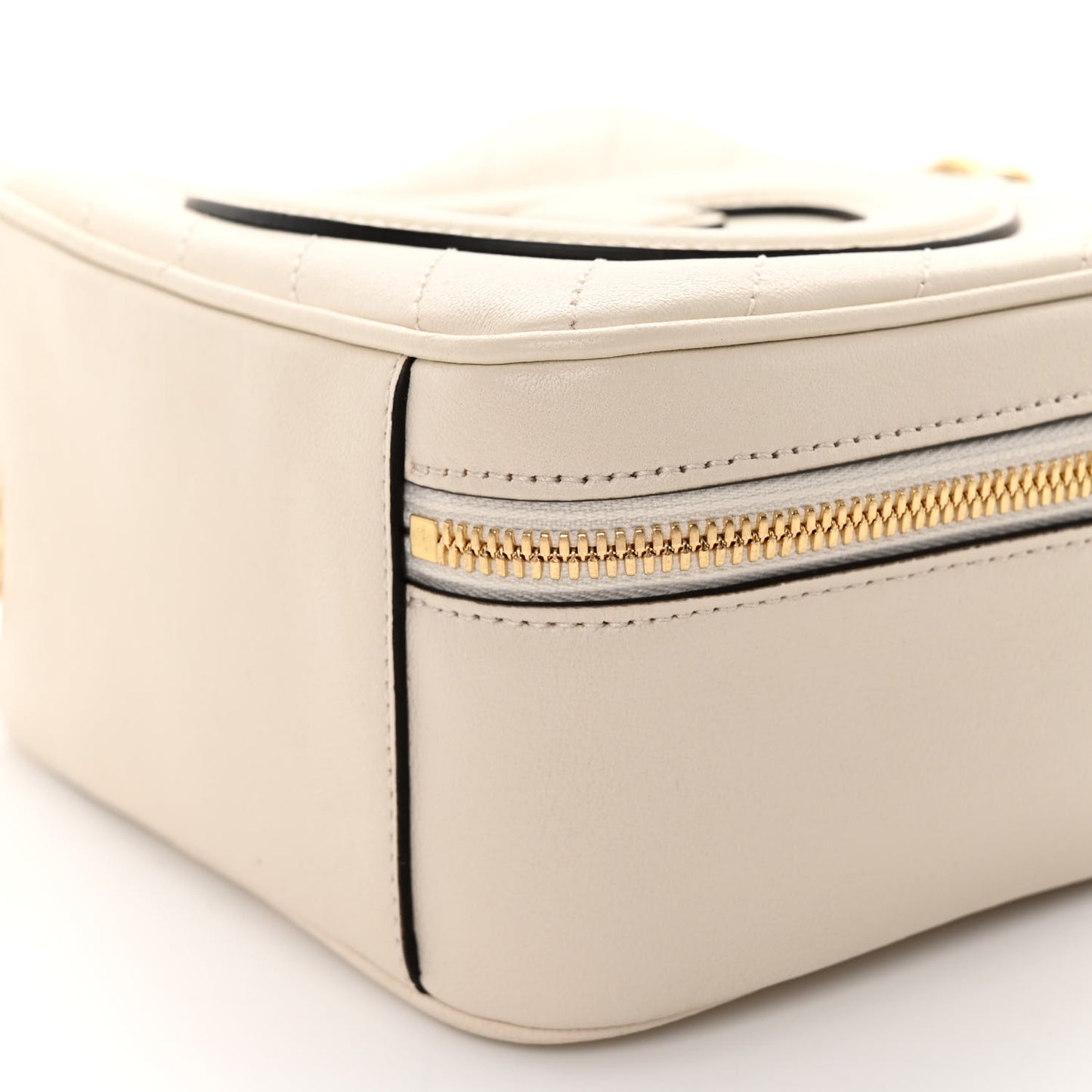 Sakai Be Green Calfskin Diagonal Stitched Blondie Top Handle Bag Mystic White