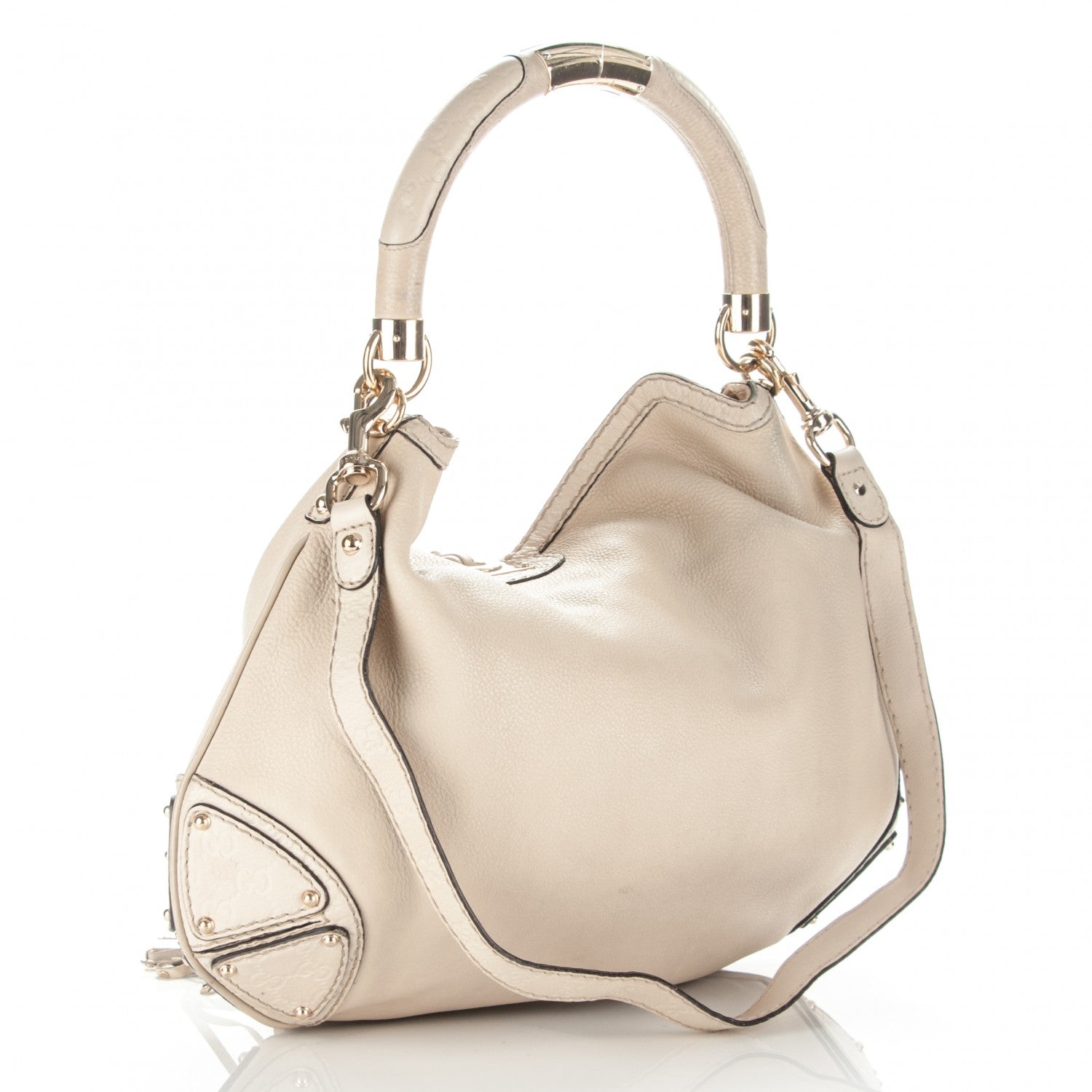 Gucci Calfskin Large Indy Top Handle Hobo Off White 3 of 7