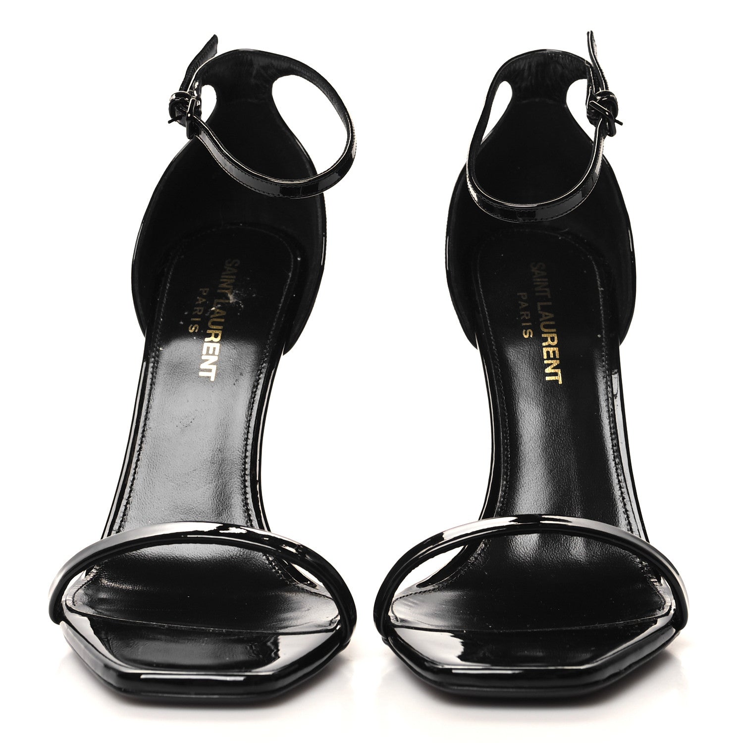 Saint Laurent Patent Calfskin Opyum 110 Sandals 38 Black Gold 2 of 9