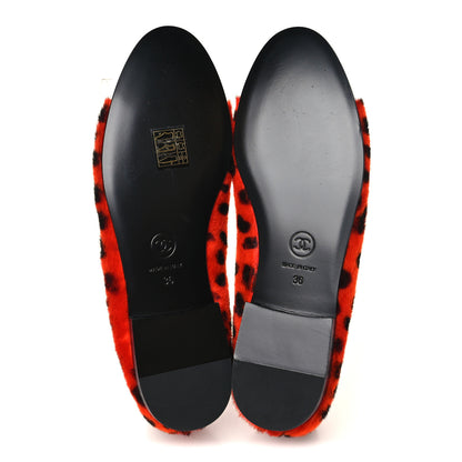 Chanel Pony Hair Lambskin Patent Calfskin Cap Toe CC Ballerina Flats 36 Orange Black White 6 of 9