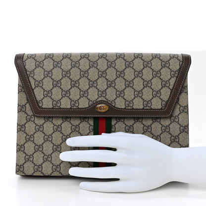 Gucci GG Supreme Monogram Web Ophidia Clutch Beige New Acero 2 of 16