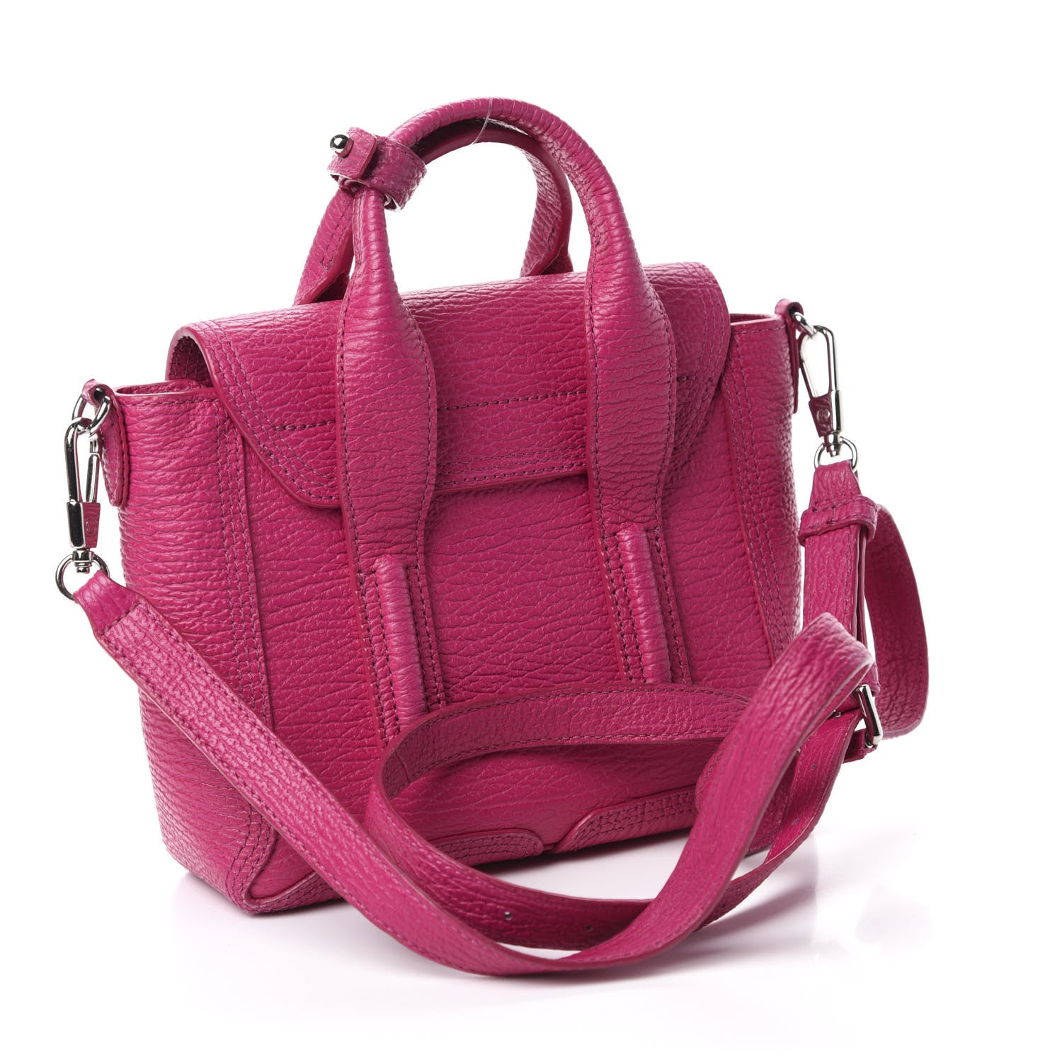 3.1 Phillip Lim 3.1 Textured Calfskin Mini Pashli Satchel Magenta 3 of 10