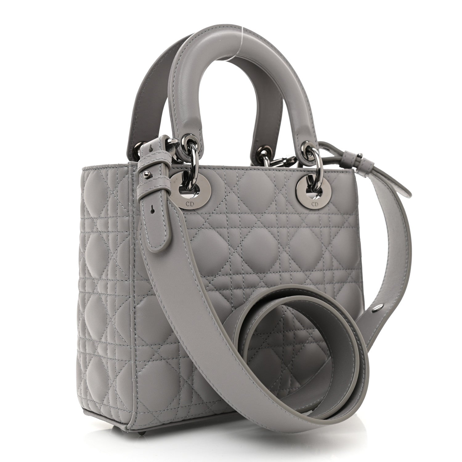 Christian Dior Lambskin Cannage Small My ABCDior Lady Dior Grey 3 of 8