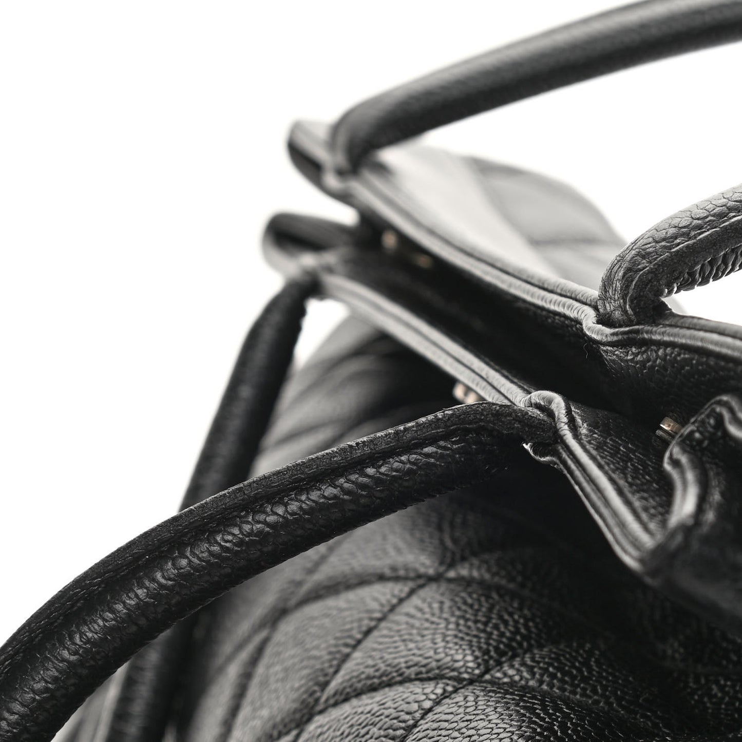 Caviar Quilted CC Shopping Tote Black