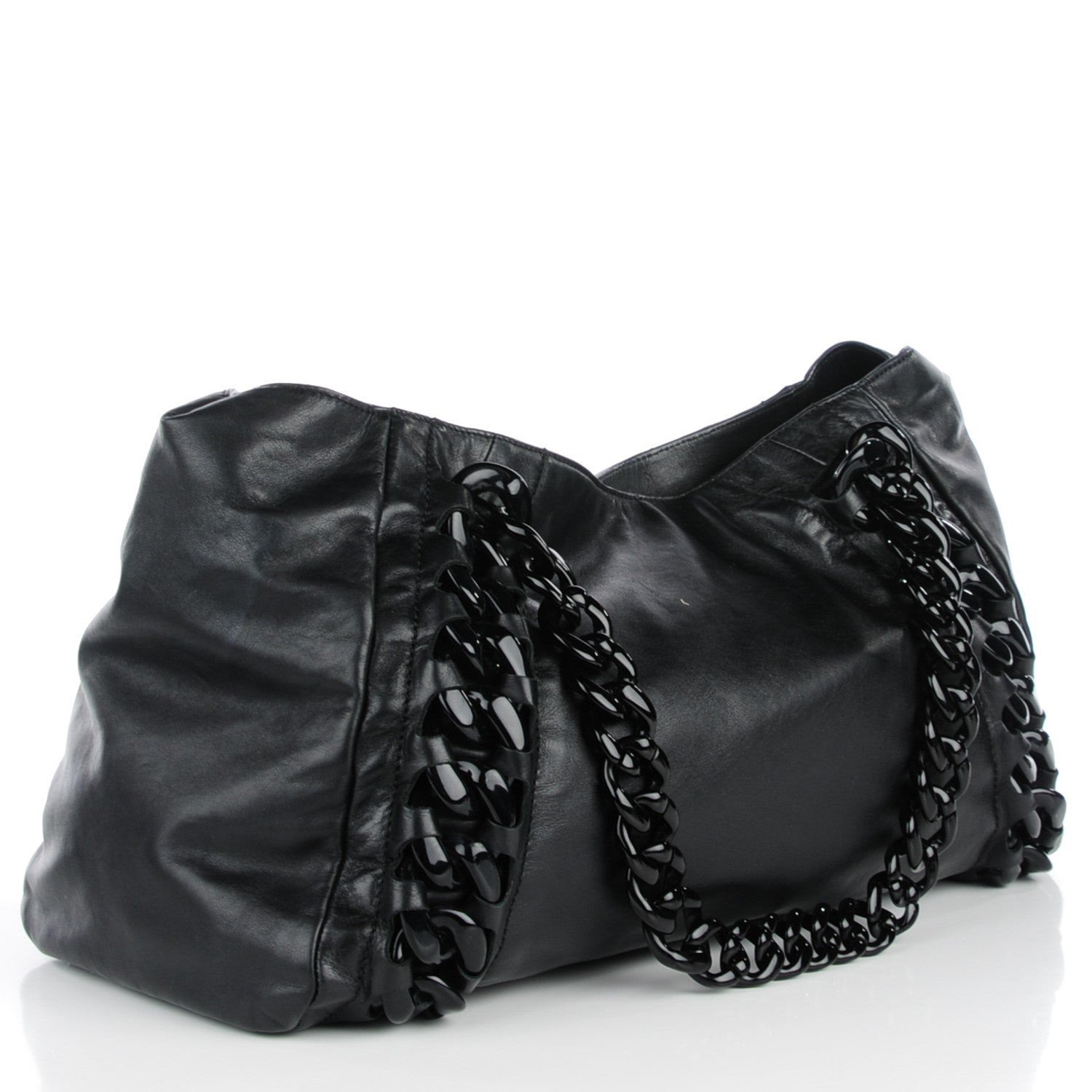 Chanel Calfskin Modern Chain Rhodoid East West Tote Black 3 of 9