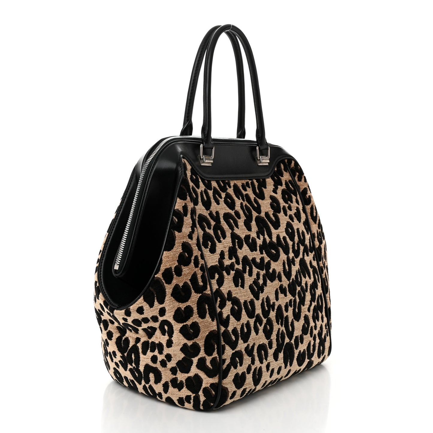 Jacquard Velvet Leopard Print Stephen Sprouse North South Bag Black