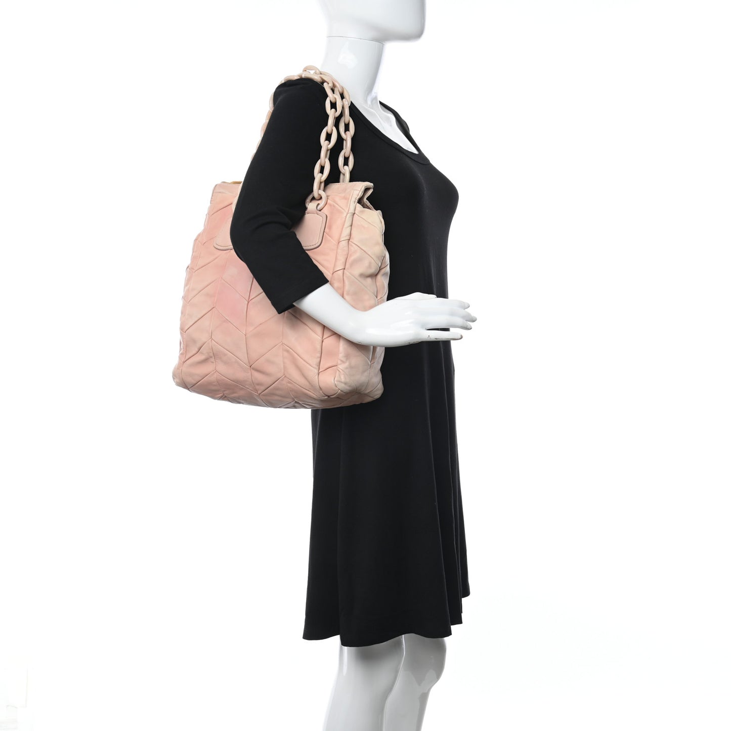 Nappa Chevron Shoulder Bag Pink