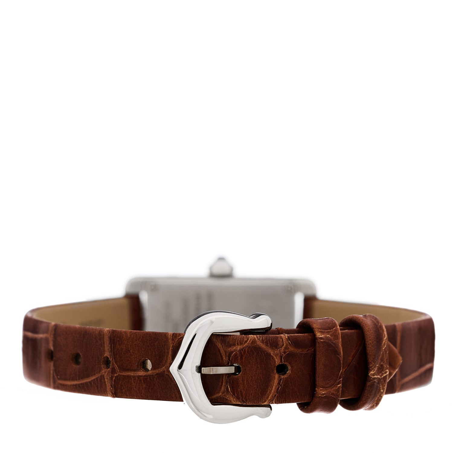 Cartier Stainless Steel Alligator 15mm Tank Americaine Quartz Watch Brown 3 of 5