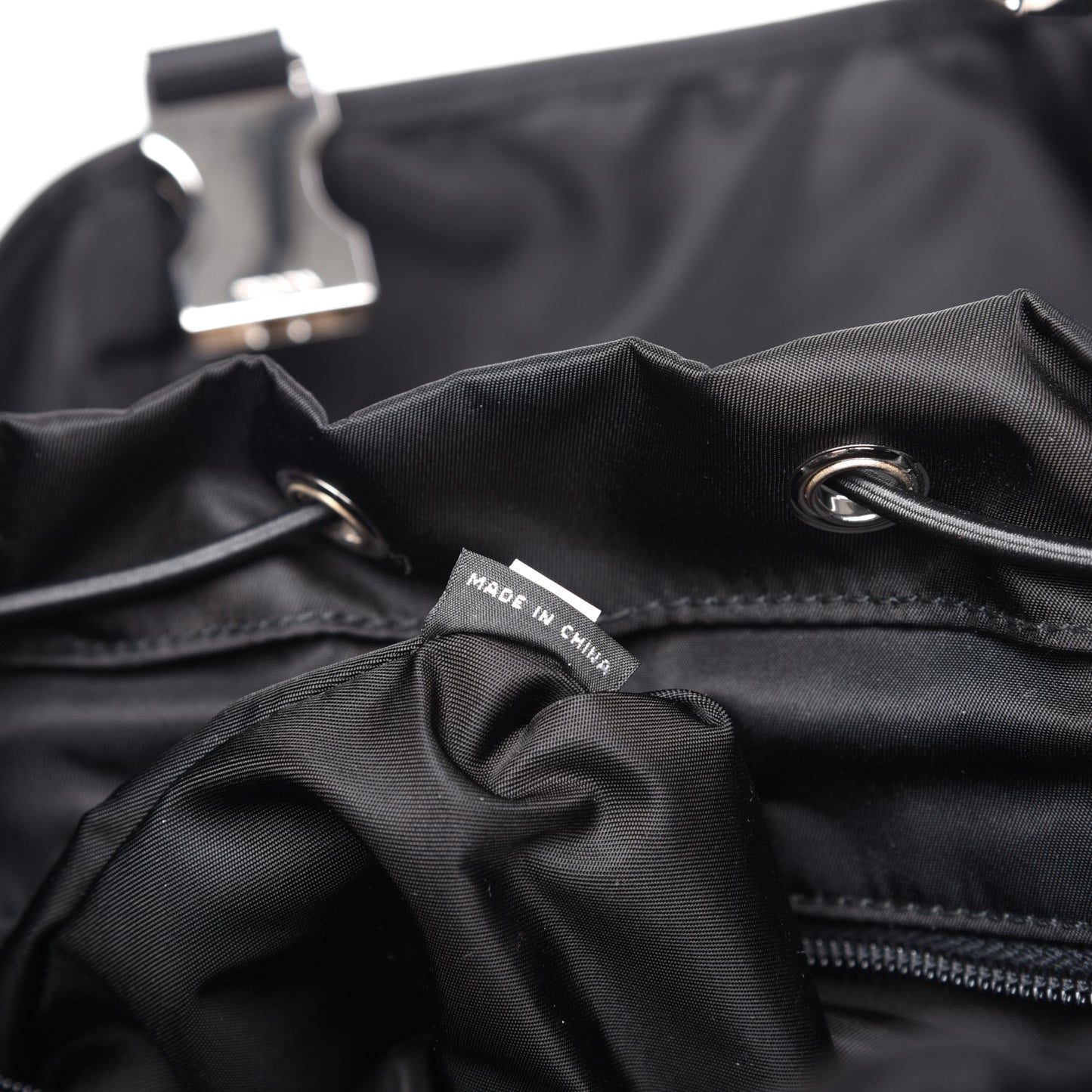 Tessuto Nylon Impunturato Double Buckle Backpack Baltico Black