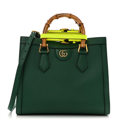 Gucci Wonka Grain Calfskin Small Diana Tote Bag Green Yellow Fluo 1 of 11