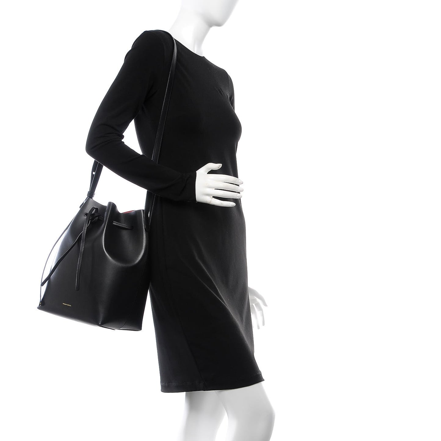 Vegetable Tanned Calfskin Bucket Bag Black Flamma