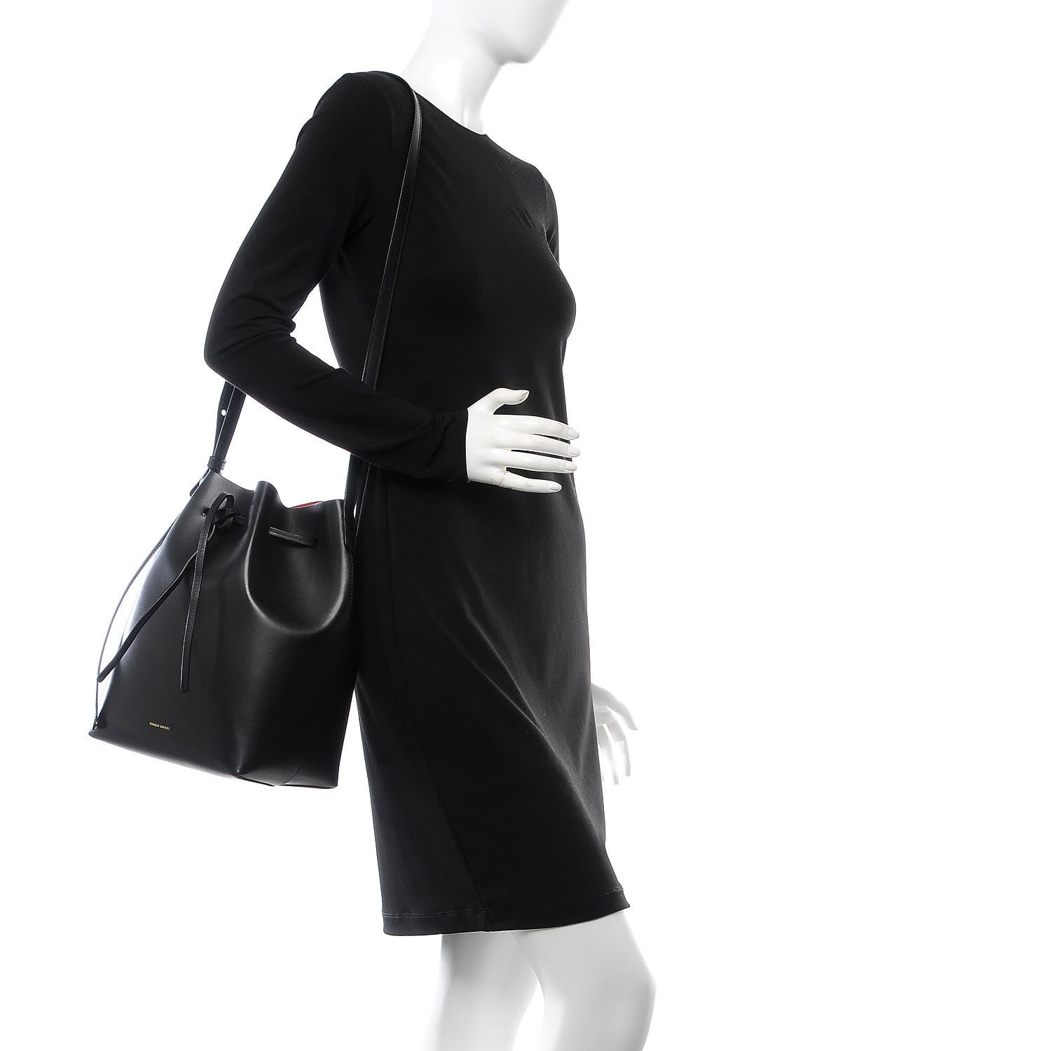Mansur Gavriel Vegetable Tanned Calfskin Bucket Bag Black Flamma 3 of 10