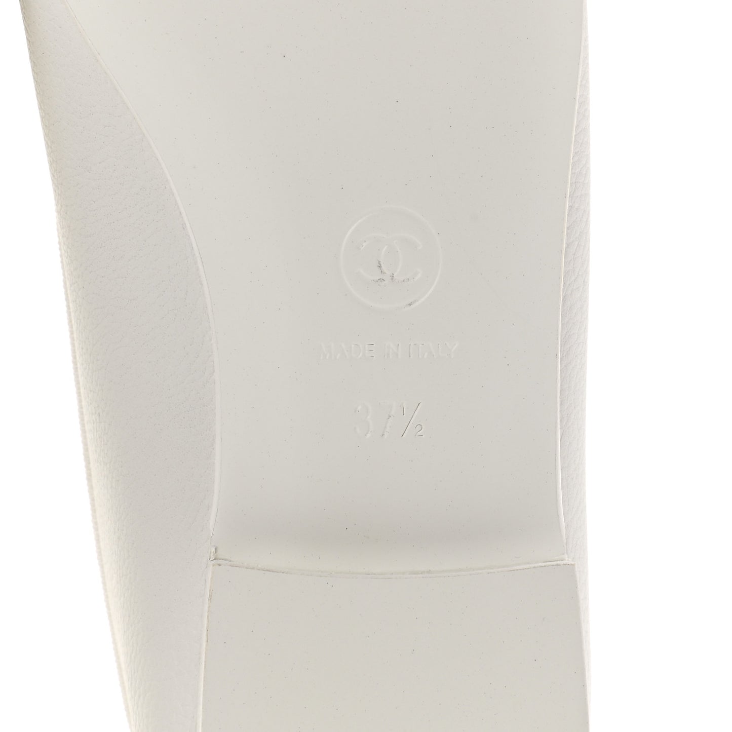 Calfskin Cap Toe CC Ballerina Flats 37.5 White