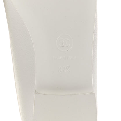 Chanel Calfskin Cap Toe CC Ballerina Flats 37.5 White 6 of 8