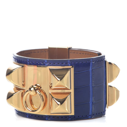 Hermes Shiny Alligator Collier De Chien CDC Bracelet S Bleu Electrique 1 of 8