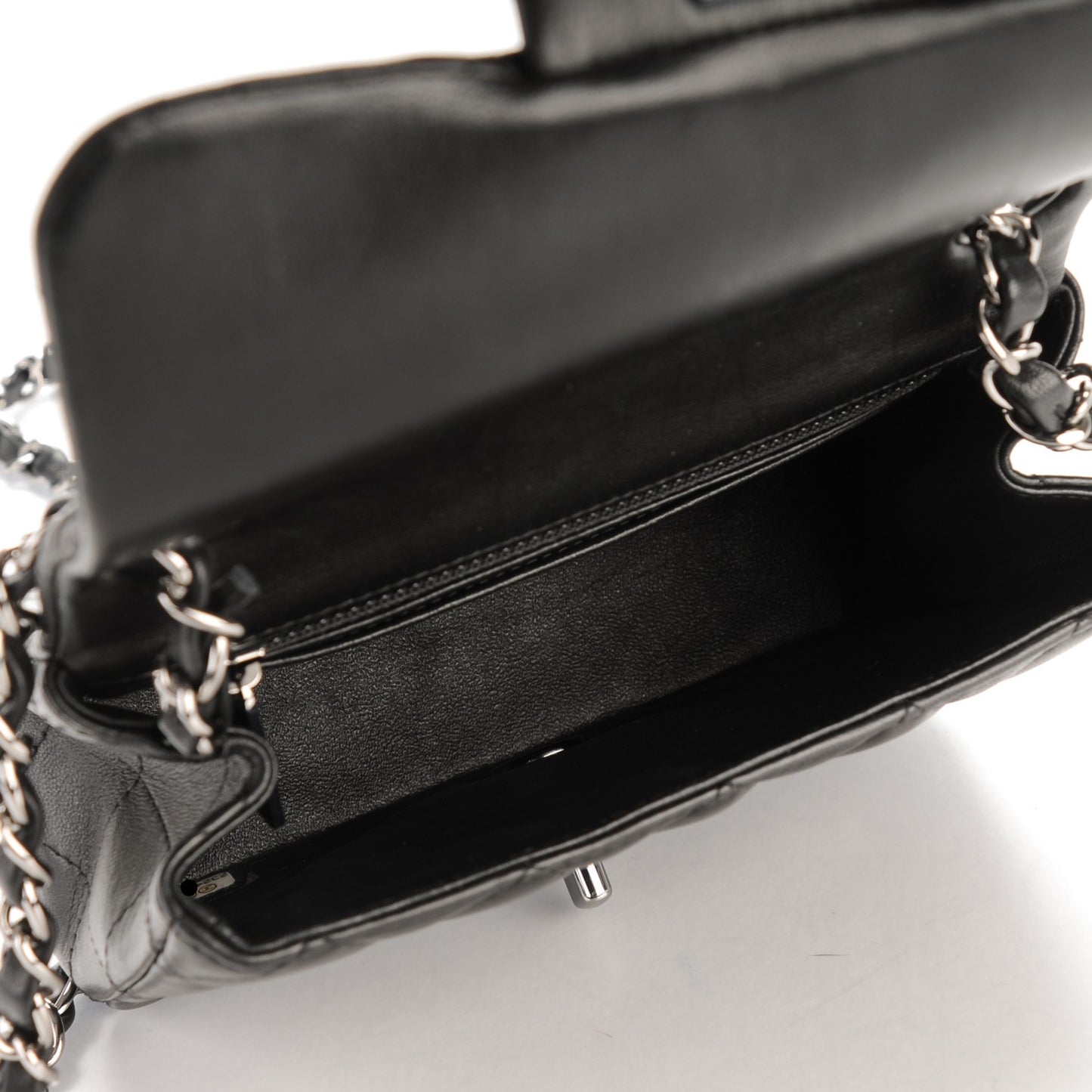 Lambskin Quilted Mini Square Flap Black