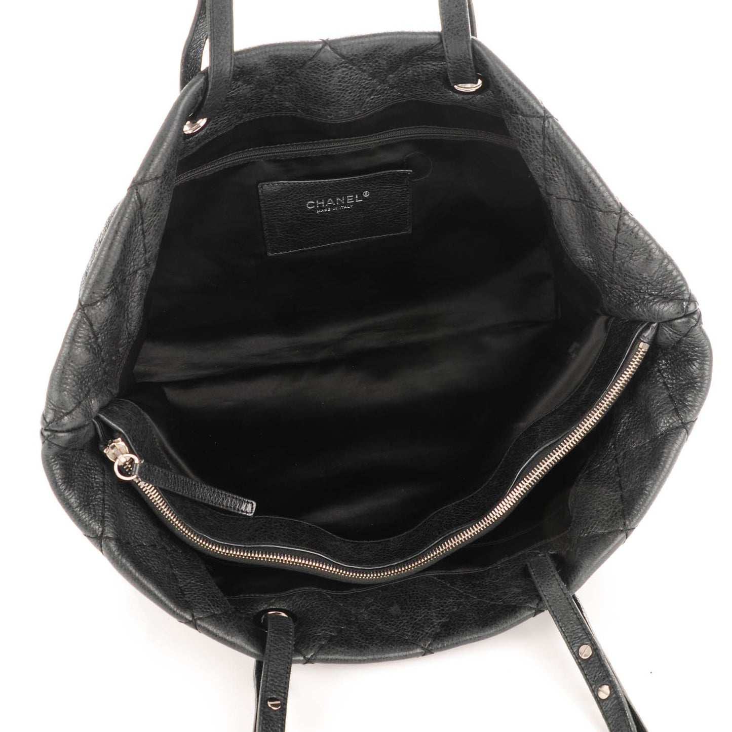 Glazed Calfskin Large On The Road Tote Black