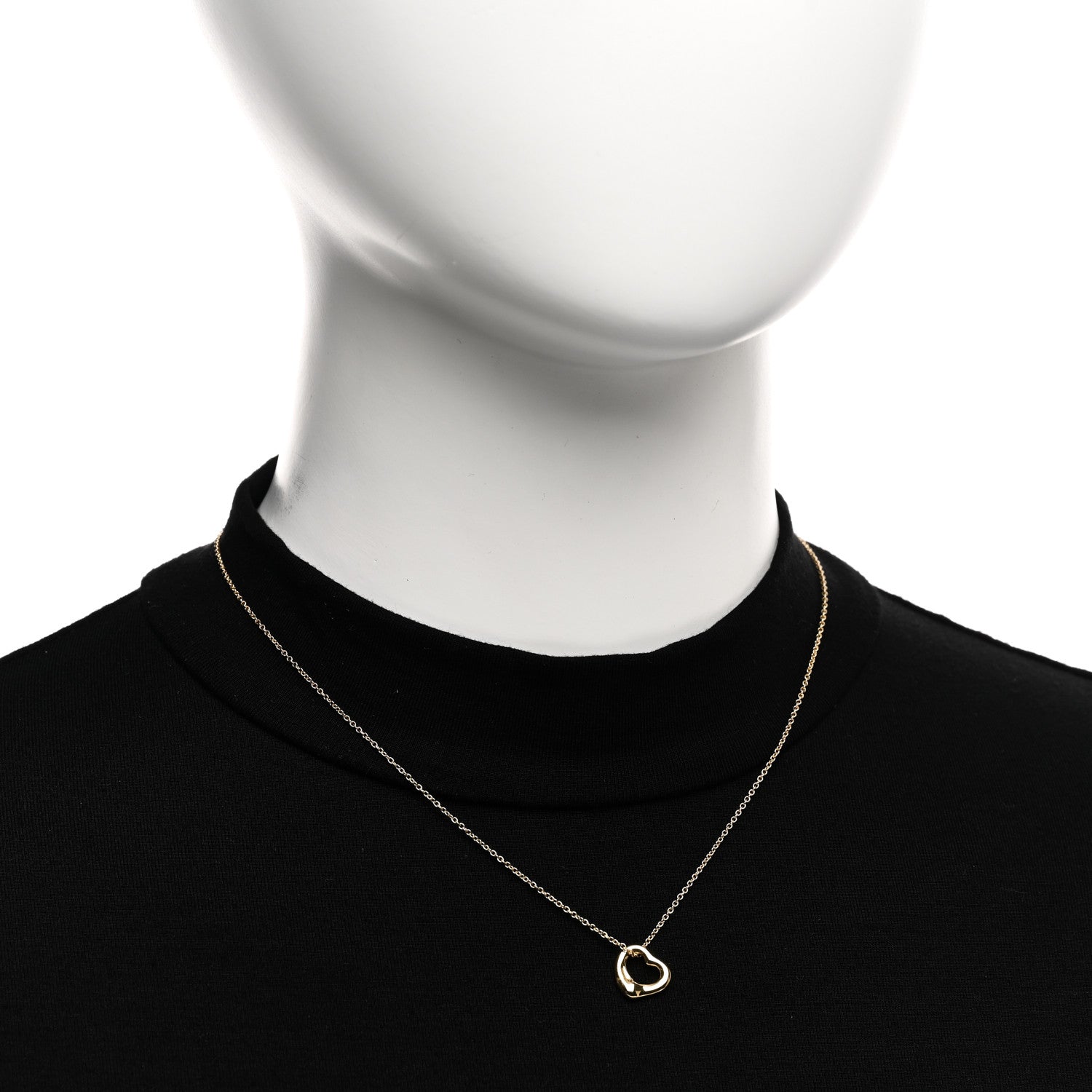 Tiffany 18K Yellow Gold 11mm Elsa Peretti Open Heart Pendant Necklace 2 of 4