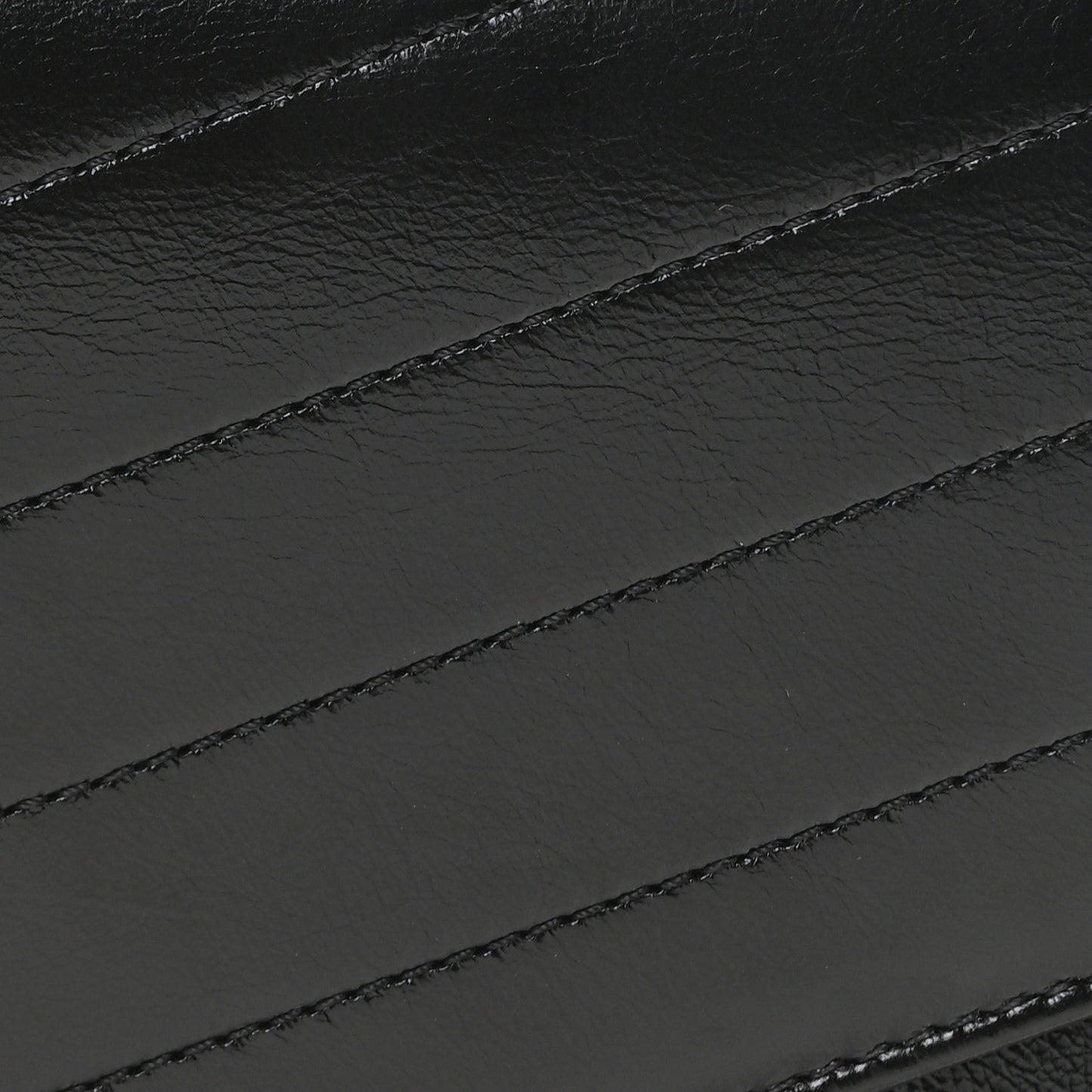Calfskin Chevron Quilted Medal Flap Black